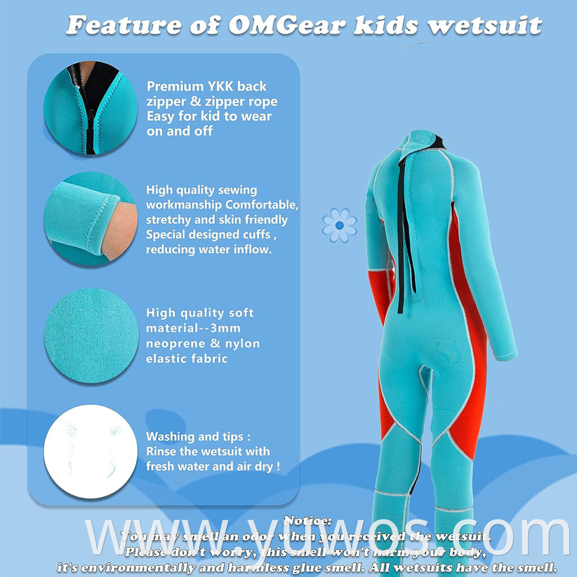 Youth Wetsuit 3mm Full Suit Neoprene Swimming Suit Long Sleeve Diving Suit